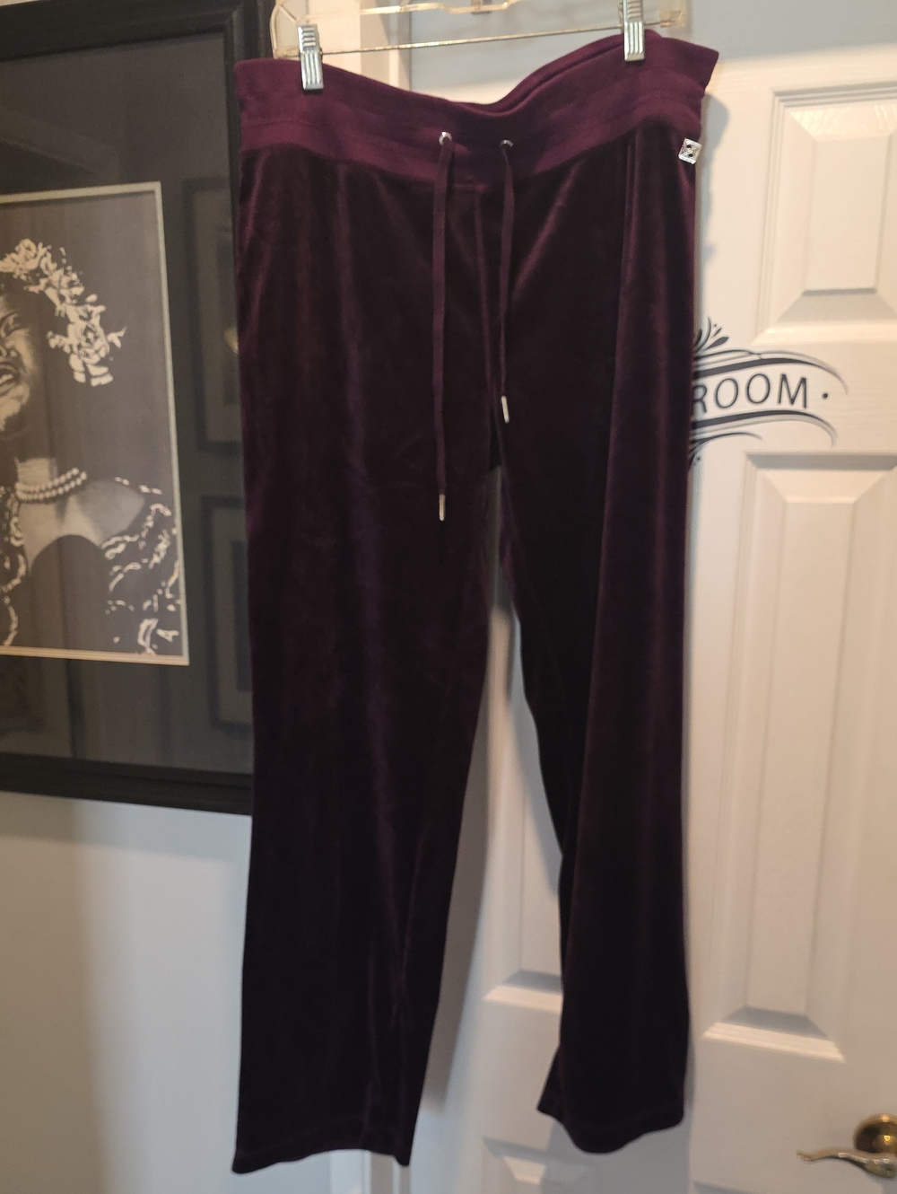 Calvin Klein Plum Velour Drawstring Pants